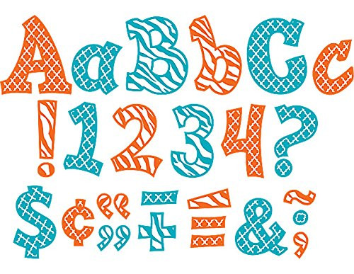 Teacher Created Resources Wild Moroccan Sassy Font 5-Inch Letters- Orange and Teal -77119-
