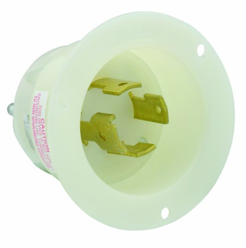 Leviton 2765 30 Amp, 277/480 Volt- 3PY, Flanged Inlet Locking Receptacle, Industrial Grade, Non-Grounding, White Leviton 2765 30 Amp, 277/480 Volt- 3PY, Flanged Inlet Locking Receptacle, Industrial Grade, Non-Grounding, White