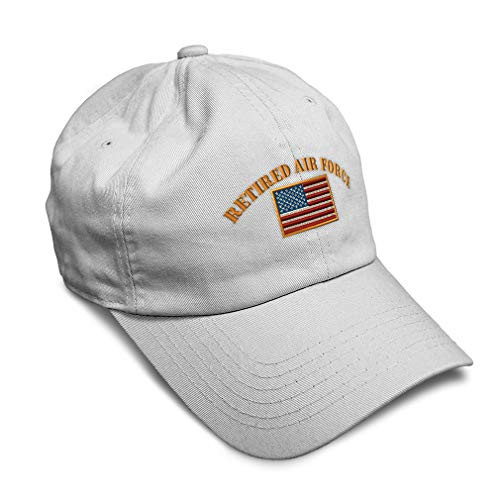 Speedy Pros Soft Baseball Cap Retired Air Force Embroidery Twill Cotton Dad Hats for Men  and  Women Buckle Closure White