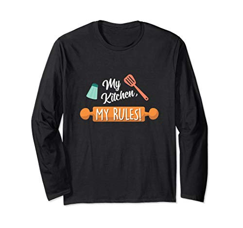 Funny Kitchen Rules Baker Baking Humor Novelty Spatula Long Sleeve T-Shirt