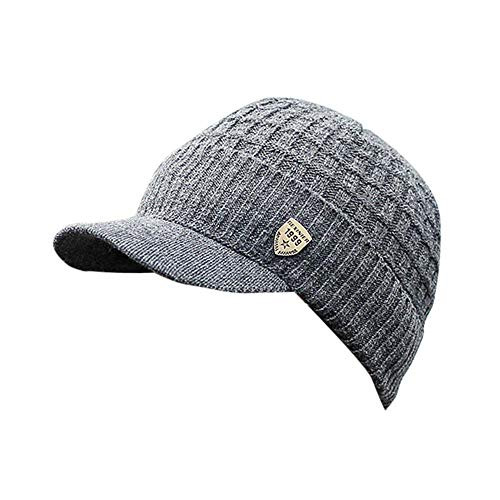 HGWXX7 Men Winter Warm Baggy Weave Crochet Wool Knit Ski Hat Beanie Visors Caps-One Size- Dark Gray-
