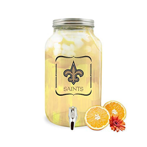 NFL New Orleans Saints Glass Drink Dispenser / Sun Tea Jar- 3 Liter