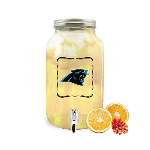 NFL Carolina Panthers Glass Drink Dispenser / Sun Tea Jar- 3 Liter