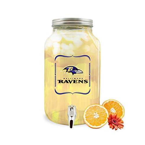 NFL Baltimore Ravens Glass Drink Dispenser / Sun Tea Jar- 3 Liter
