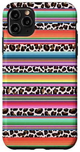 iPhone 11 Pro Max Funny Mexican Serape Fiesta Leopard Striped Pattern Case