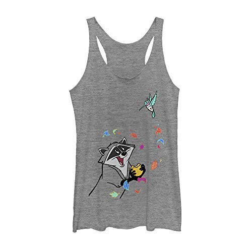 Fifth Sun Junior's Disney Princess Meeko and Flit Tri-Blend Racerback Layering Tank- Gray Heather- Medium