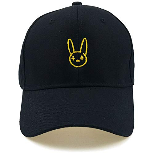 Feisette Black Baseball Cap Embroidered Bunny Baseball Dad Hat