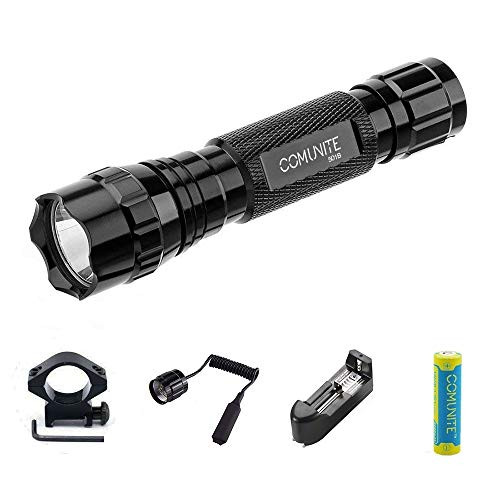Comunite 501B 1000 Lumen Cree XML T6 LED Flashlight with Mount Remote Pressure Switch-Include 18650 Rechargeable Battery  and Charger- White Light