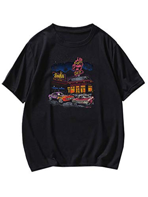 SOLY HUX Men's Letter Car Graphic Print Short Sleeve T Shirt Casual Tee Top Black M SOLY HUX Men's Letter Car Graphic Print Short Sleeve T Shirt Casual Tee Top Black M