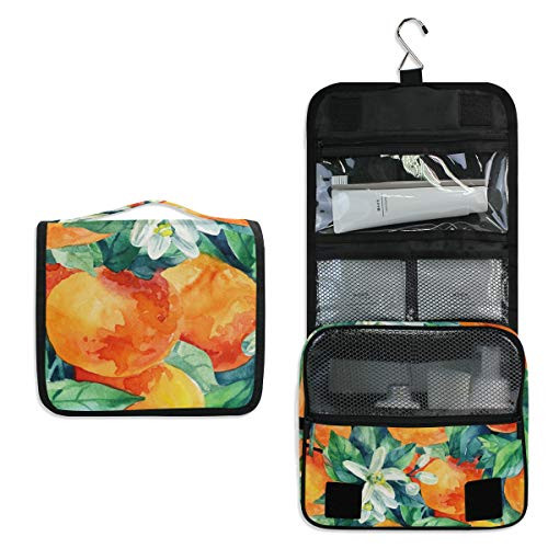 Hanging Travel Toiletry Bag - Watercolor Mandarine Orange Fruit Cosmetic Makeup Bag Pouch Organizer for Women and Girls Waterproof Hanging Travel Toiletry Bag - Watercolor Mandarine Orange Fruit Cosmetic Makeup Bag Pouch Organizer for Women and Girls Waterproof