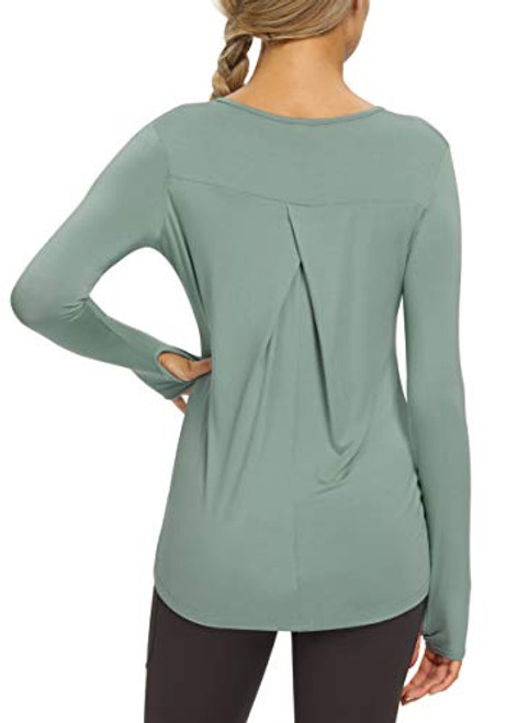 Bestisun Yoga Tops for Women Long Sleeve Tunic Workout Tops Athletic Gym Shirts Yoga Clothes Sport Tops Activewear Running Exercise Shirts with Thumb Holes Gray Green M Bestisun Yoga Tops for Women Long Sleeve Tunic Workout Tops Athletic Gym Shirts Yoga Clothes Sport Tops Activewear Running Exercise Shirts with Thumb Holes Gray Green M