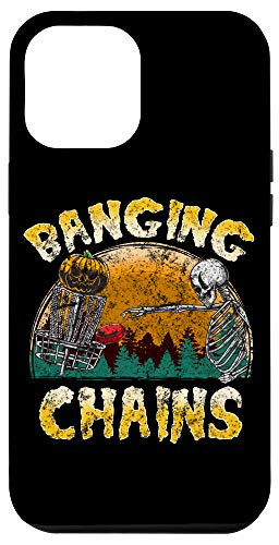 iPhone 12 Pro Max Vintage Disc Golf Basket Banging Chains Halloween Skeleton Case