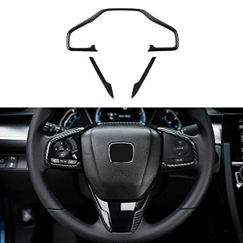 Thenice for 10th Gen Civic ABS Carbon Fiber Style Steering Wheel Trims Interior Decaration Sticker for Honda Civic 2021 2020 2019 2018 2017 2016