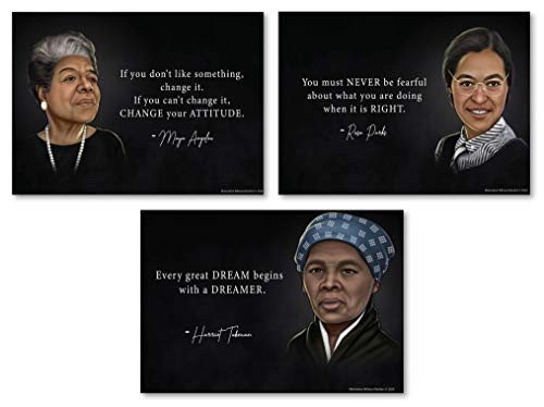 Black History Month Poster | 3 Pack - Maya Angelou- Rosa Parks- Harriet Tubman | 13inch x 18inch Non-Laminated | Classroom or Home | Inspirational Women Black History Month Poster | 3 Pack - Maya Angelou- Rosa Parks- Harriet Tubman | 13inch x 18inch Non-Laminated | Classroom or Home | Inspirational Women
