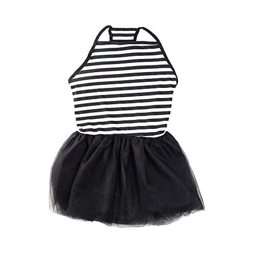 Midlee Elegant Black  and  White Stripe Tutu Large Dog Dress -XXX-Large-
