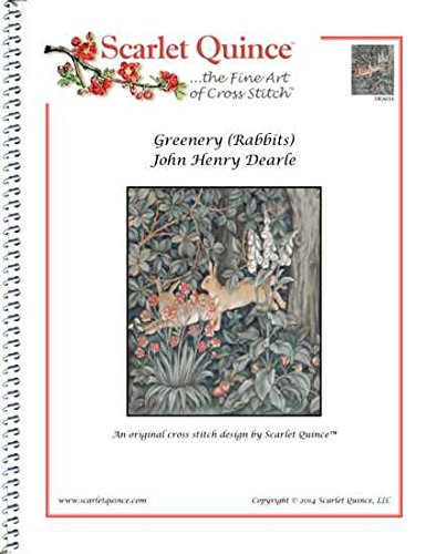Scarlet Quince DEA016 Greenery -Rabbits- by John Henry Dearle Counted Cross Stitch Chart- Regular Size Symbols