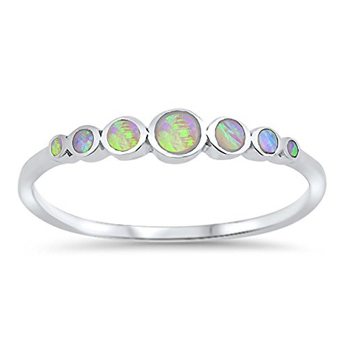 Round Circle Pink Simulated Opal Journey Ring New .925 Sterling Silver Band Size 4