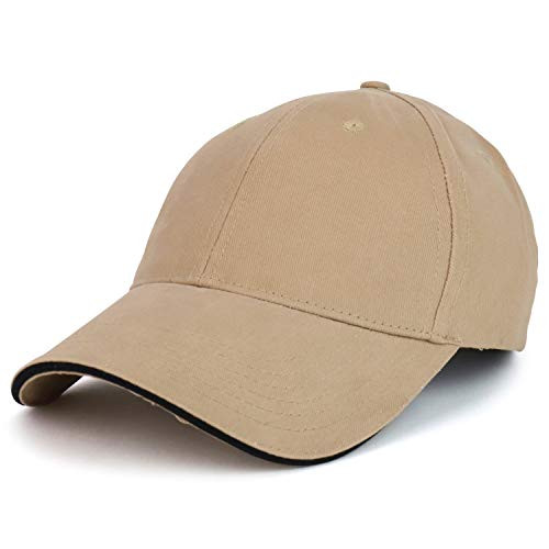 Armycrew Made in USA Structured Brushed Cotton Sandwich Bill Baseball Cap - Tan Black