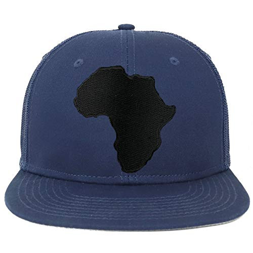 Armycrew Oversize XXL Solid Black Africa Map Patch Flatbill Mesh Snapback Cap - Navy - 2XL