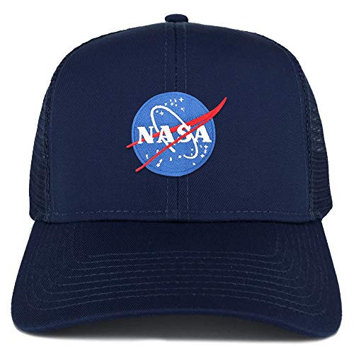 Armycrew XXL Oversize NASA Small Insignia Logo Patch Mesh Back Trucker Baseball Cap - Navy