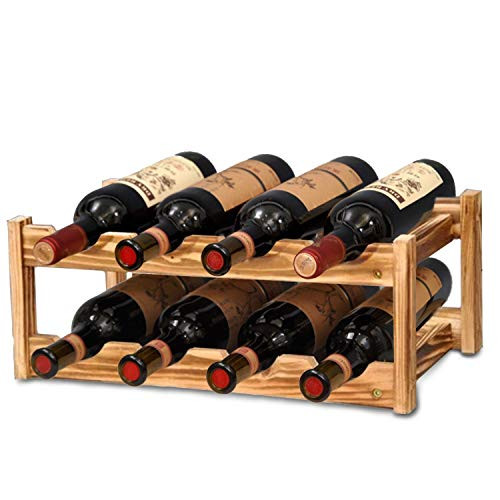 KALINCO Wine Rack-Wine Racks Countertop for 8 Bottles 2-Tier-Free Standing Wine Storage-Wine Racks Free Standing for Home Kitchen-Bar- Cabinets Rack-Pantry -Nature-