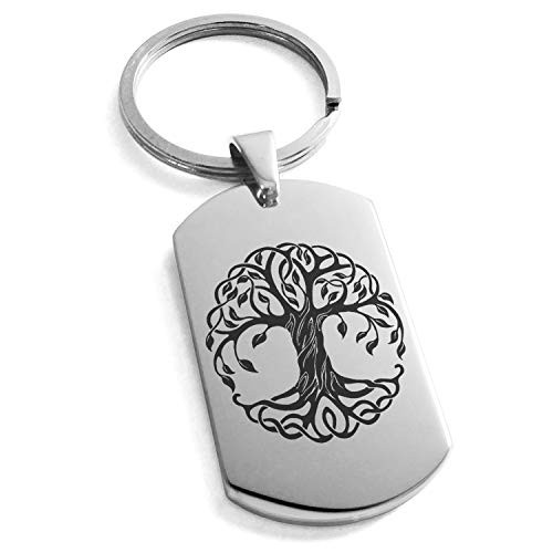 Tioneer Stainless Steel Celtic Knot Tree of Life Symbol Dog Tag Keychain Keyring Tioneer Stainless Steel Celtic Knot Tree of Life Symbol Dog Tag Keychain Keyring