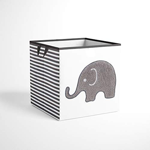 Bacati Elephants Unisex Fabric Storage Box/Tote- Grey