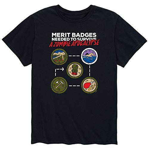 Boy Scouts of America Zombie Apocalypse Merit Badges - Men's Short Sleeve Graphic T-Shirt Black
