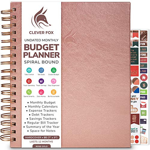 Clever Fox Budget Planner - Coiled Budget Book with Colorful Spacious Pages- Monthly Financial Planner- Budgeting Organizer  and  Expense Tracker Notebook- Finance Journal- 8x9.5 Hardcover - Rose Gold