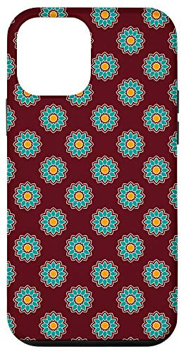 iPhone 12 mini Case spiritual mandala blue and orange flowers pattern phone Case