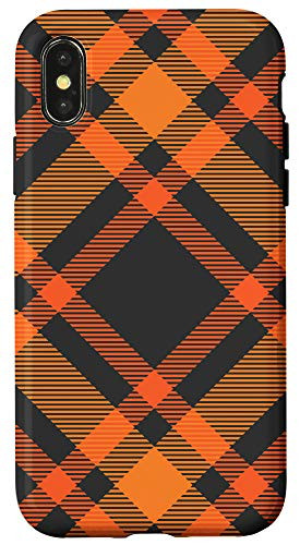 iPhone X/XS Black Orange Plaid - Pumpkin Fall Autumn Halloween Theme Case