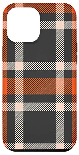 iPhone 12 Pro Max Black Orange Plaid - Pumpkin Fall Autumn Halloween Theme Case