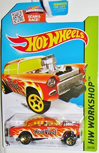 Hot Wheels- 2015 HW Workshop- Heat Fleet '55 Chevy Bel Air Gasser Die-Cast Vehicle -Orange- 207/250- 1-64 Scale by Hot Wheels