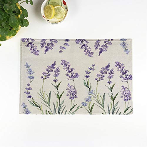 rouihot Set of 4 Placemats Colorful Flower Watercolor of Lavender for Projects Purple Water Non-Slip Doily Place Mat for Dining Kitchen Table