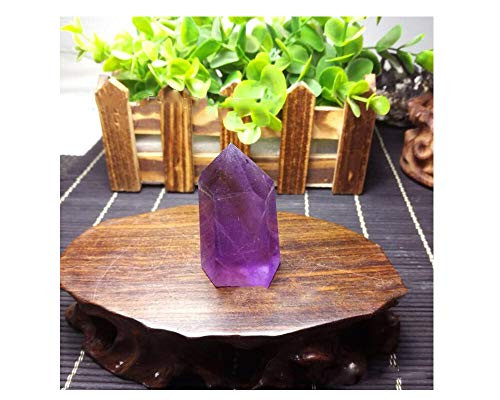 StoneStory Natural Amethyst Healing Crystal Point Faceted Prism Wand Reiki Figurine Gemstone -Amethyst- 5-6cm-