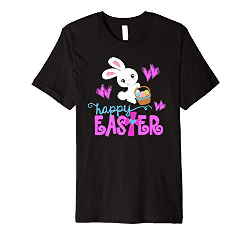 HAPPY EASTER Bunny Egg Hunt Basket Christian Toddler Girls Premium T-Shirt