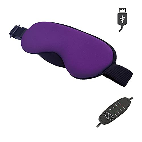 Eyes Heating Pad- Heating Eye Mask- Electric USB Sleep Mask- USB Steam Eye Mask- Time and Temperature Control for Sleeping- Relieve Dry Eye- Puffy Eyes- Tired Eyes- Dark Circles- Eye Bag- Purple