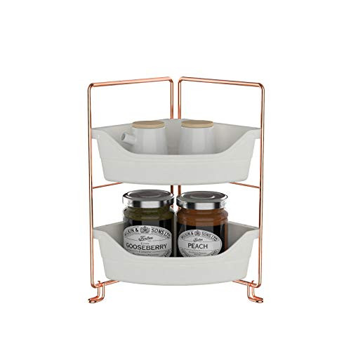 2-Tier Cosmetic Storage Shelf- Bathroom Countertop Organizer- Vanity Tray Cosmetic  and  Makeup Storage- Corner Storage Shelf-Spice Rack?Rose Gold?