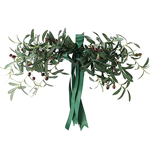 JFBUCF Green Olive Artificial Plants- Fruits Branch Leaves Fake Plants Branches Fruits for Wedding Arch Home Front Door Decor.