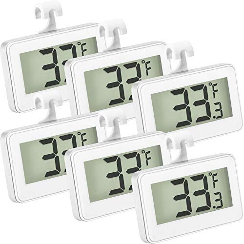 Refrigerator Thermometer Digital Freezer Thermometer Room Fridge Thermometer LCD Display Waterproof Freezer Thermometer with Hook for Temperature Reading -6-