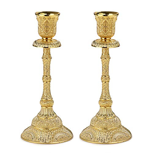 OwnMy Set of 2 Taper Candle Holders Vintage Metal Pillar Candlestick Holders 7.4- Elegant Brass Candle Stick Holders Decor Candelabra Set for Dining Table Centerpieces Wedding Home Decoration- Gold OwnMy Set of 2 Taper Candle Holders Vintage Metal Pillar Candlestick Holders 7.4- Elegant Brass Candle Stick Holders Decor Candelabra Set for Dining Table Centerpieces Wedding Home Decoration- Gold