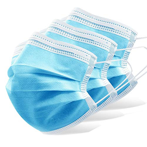 Sheal 200Pcs Disposable 3-Layer Masks- Anti Dust Breathable Disposable Earloop Mouth Face Mask- Comfortable Face Masks Blue