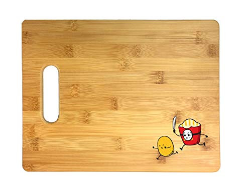 French Fried Jason Funny Horror Film Parody Thick 3D COLOR Printed Bamboo Cutting Board - Wedding- Housewarming- Anniversary- Birthday- Mother's Day- Gift