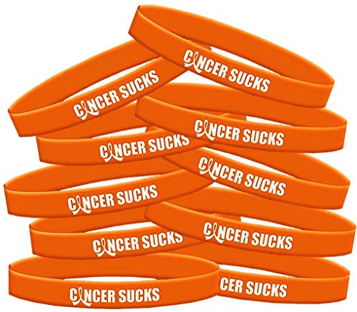 Fight Like a Girl Cancer Sucks Silicone Wristband Bracelets Leukemia Kidney Cancer 10-Pack -Orange-