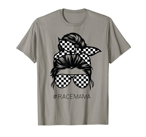 Racing mom Messy Bun Racer Race Mother's Day T-Shirt