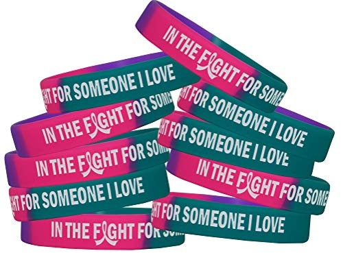 in The Fight for Someone I Love Thyroid Cancer Wristband Bracelet 10-Pack -Teal- Purple- Pink- in The Fight for Someone I Love Thyroid Cancer Wristband Bracelet 10-Pack -Teal- Purple- Pink-