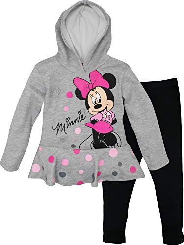 Disney Minnie Mouse Little Girls Hoodie and Leggings Set Heather Grey 6-6X