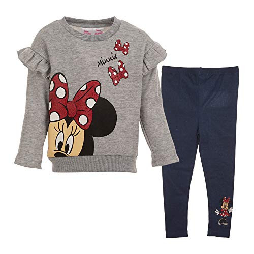 Disney Minnie Mouse Little Girls Fleece Pullover Sweatshirt Legging Set Grey 6-6X Disney Minnie Mouse Little Girls Fleece Pullover Sweatshirt Legging Set Grey 6-6X