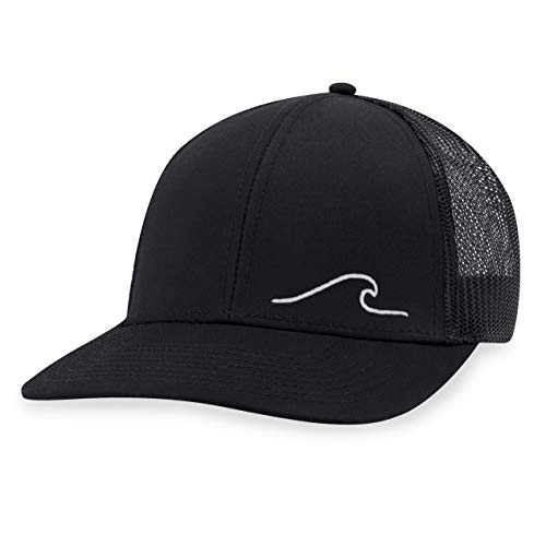 Wave Hat - Ocean Trucker Hat Baseball Cap Snapback Golf Surf Beach Hat -Black- Wave Hat - Ocean Trucker Hat Baseball Cap Snapback Golf Surf Beach Hat -Black-
