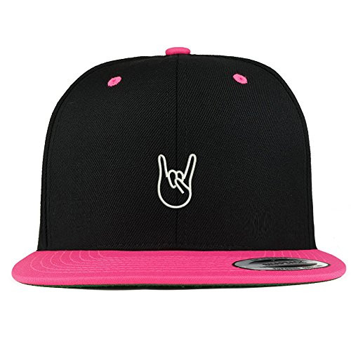 Trendy Apparel Shop Rock On Embroidered Premium 2-Tone Flat Bill Snapback Cap - Black Pink
